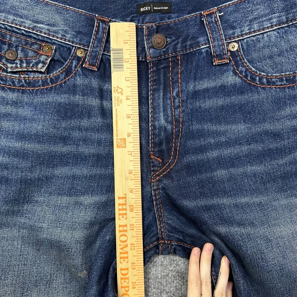 True Religion Ricky Relaxed Straight Jeans Mens 38 Blue Good Western Denim